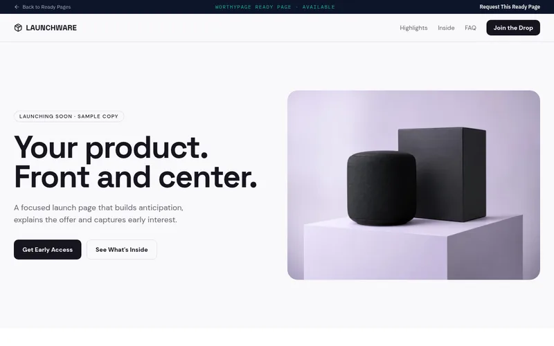 Preview of the The Product Drop Ready Page design