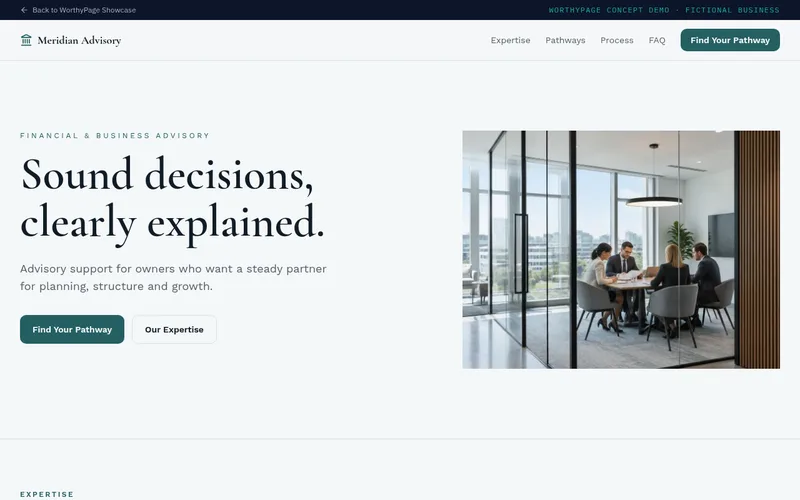 Preview of the Meridian Advisory concept demo