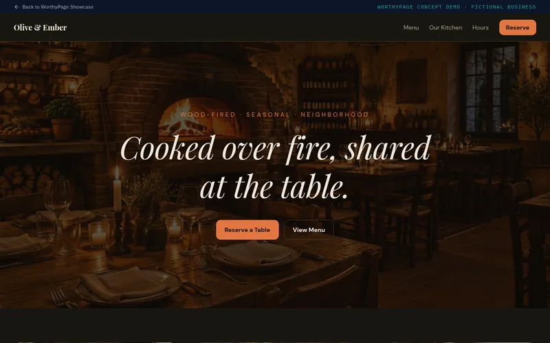 Preview of the Olive & Ember concept demo